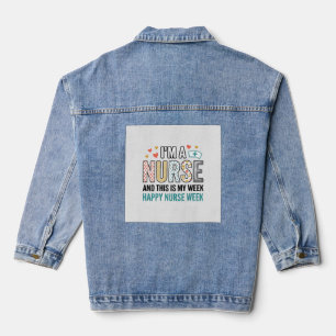 Retro Verpleegstersweek Waardering Typografie Shir Denim Jacket