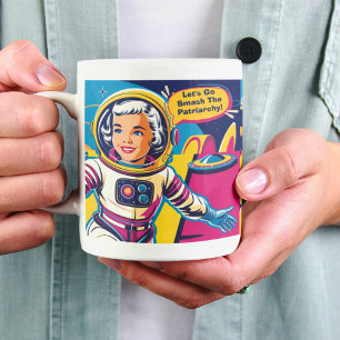 Retro verplettert de patriarchale feministische Mo Koffiemok