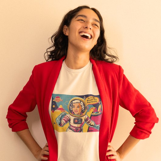 Retro verplettert het feministische patriarchaat t-shirt