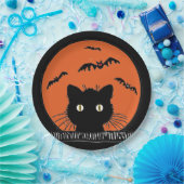 Retro Verrafde zwarte kat Halloween 9-inch Bord pa (Feest)