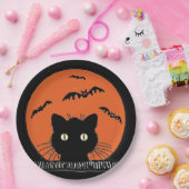 Retro Verrafde zwarte kat Halloween 9-inch Bord pa (Feest)
