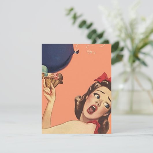 Retro verrassende partijuitnodiging om het even we kaart (Staand voorkant)