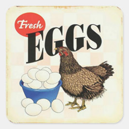 Retro , vers ei Chicken Vierkante Sticker