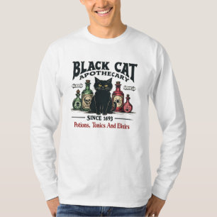 Retro Verschrikkelijke Zwarte Kat Apotheek Hekseri T-shirt