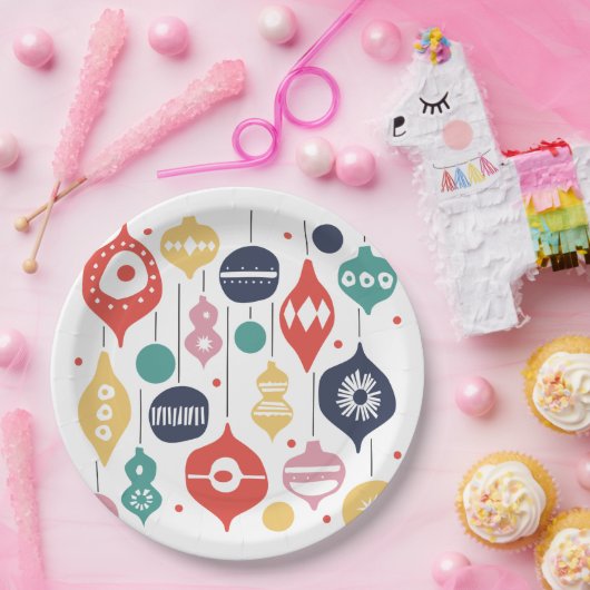 Retro-versieringen Papieren Bordje (Feest)