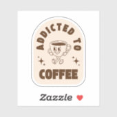 Retro Verslaafd aan Koffie Sticker (Vel)