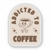 Retro Verslaafd aan Koffie Sticker (Voorkant)