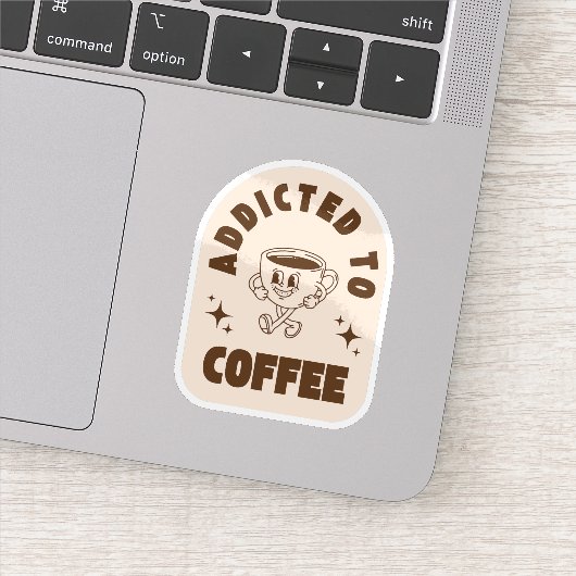 Retro Verslaafd aan Koffie Sticker (Detail)