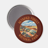 Retro Versteend Woud Nationaal Park verontrust Magneet (Voorkant / Achterkant)