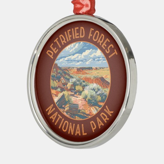 Retro Versteend Woud Nationaal Park verontrust Metalen Ornament (Links)