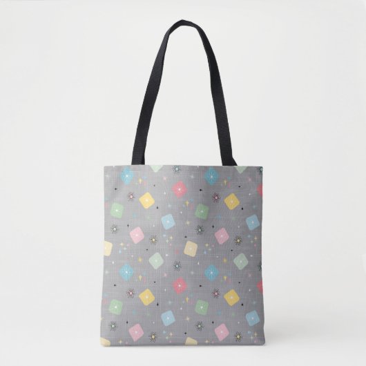 Retro verstrooide atoomsterren tote bag (Voorkant)