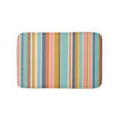 Retro verticaal oranje blauw en geel roze strepen badmat (Voorkant)
