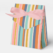 Retro verticaal oranje blauw en geel roze strepen bedankdoosjes (Voorkant Zijde)