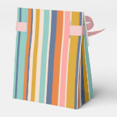 Retro verticaal oranje blauw en geel roze strepen bedankdoosjes (Achterkant)