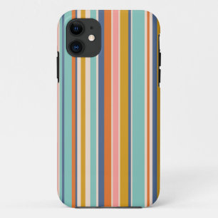 Retro verticaal oranje blauw en geel roze strepen Case-Mate iPhone case