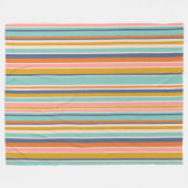 Retro verticaal oranje blauw en geel roze strepen fleece deken (Voorkant (Horizontaal))