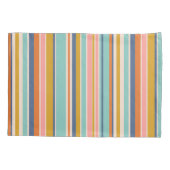 Retro verticaal oranje blauw en geel roze strepen kussensloop (Achterkant)