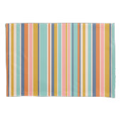 Retro verticaal oranje blauw en geel roze strepen kussensloop (Voorkant)