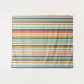 Retro verticaal oranje blauw en geel roze strepen wandkleed (Voorkant (horizontaal))