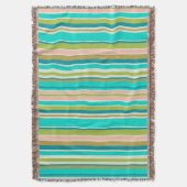 Retro verticale roze turquoise en perzikstrepen deken (Voorkant Verticaal)