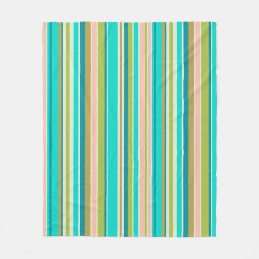 Retro verticale roze turquoise en perzikstrepen fleece deken (Voorkant)