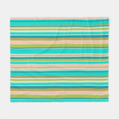 Retro verticale roze turquoise en perzikstrepen fleece deken (Voorkant (Horizontaal))