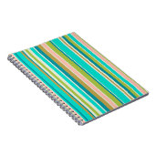Retro verticale roze turquoise en perzikstrepen notitieboek (Rechterzijde)