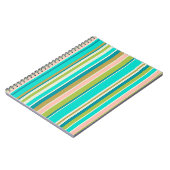 Retro verticale roze turquoise en perzikstrepen notitieboek (Linkerzijde)