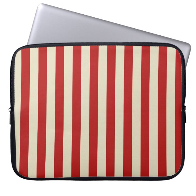 Retro  verticale strepen in rood laptop sleeve (Voorkant)