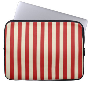 Retro  verticale strepen in rood laptop sleeve