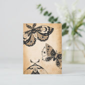 Retro vervaagd zwart motten tan  perkament briefkaart (Staand voorkant)