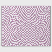 Retro Verwarmde Paarse Lila Witte Controles Gecont Cadeaupapier (Vlak)