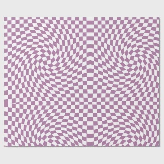 Retro Verwarmde Paarse Lila Witte Controles Gecont Cadeaupapier (Vlak)