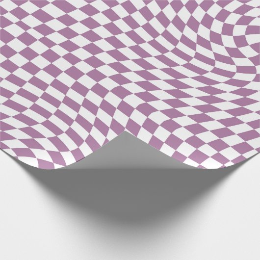 Retro Verwarmde Paarse Lila Witte Controles Gecont Cadeaupapier (Hoek)