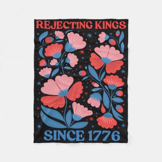 Retro Verwerpende Koningen Sinds 1776 Boho Bloemig Fleece Deken (Voorkant)