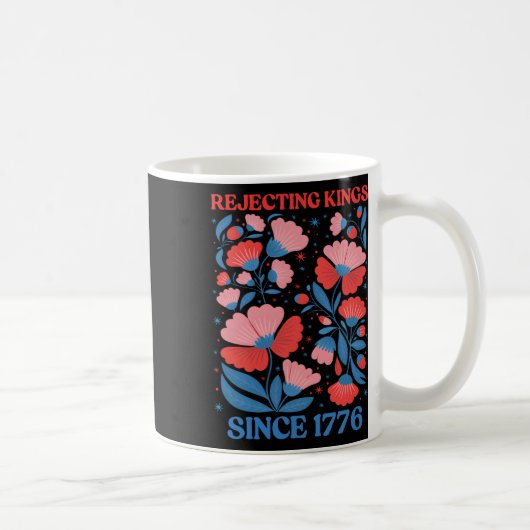 Retro Verwerpende Koningen Sinds 1776 Boho Bloemig Koffiemok (Rechts)