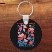 Retro Verwerpende Koningen Sinds 1776 Boho Bloemig Sleutelhanger (Voorkant)