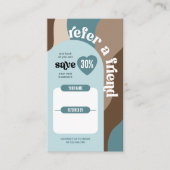 Retro Verwijs een vriend Groovy Logo Beauty Salon Aanbevelingskaartje (Voorkant)