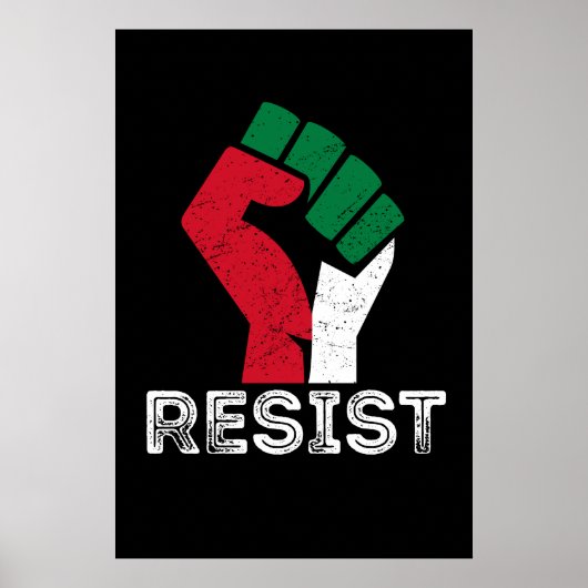Retro Verzet tegen Palestijnse vuistvlag Vrijheid Poster (Voorkant)