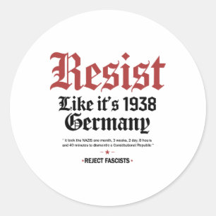 Retro verzet zich net als het Duitsland van 1938 Ronde Sticker