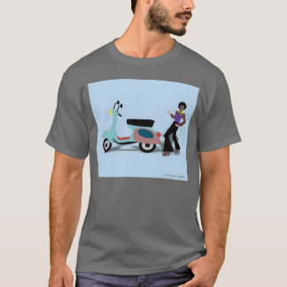 Retro Vespa stijl 70s Disco Man Illustratie vintag T-shirt