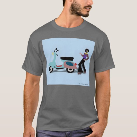 Retro Vespa Style 70s Disco Man Illustration vinta T-shirt (Voorkant)