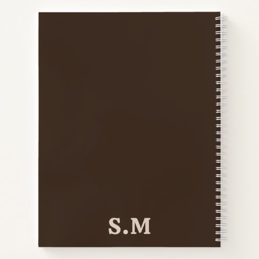 Retro Vet Eenvoudig Beige Bruin Notitieboek (Achterkant)