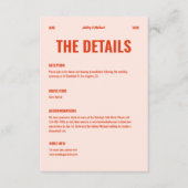 Retro vet en kleurrijke bruiloft details informatiekaartje (Voorkant)