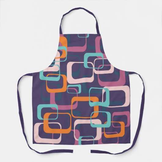 Retro Vet Geometrische Paarse Blue Cooking Schort (Voorkant)