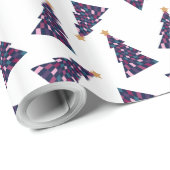 Retro vet geruit kerstboom patroon cadeaupapier (Rol Hoek)