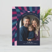 Retro vet geruite foto kerst Kaart (Staand voorkant)