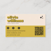 Retro Vet Groene Bloem QR Code Boho Groovy Visitekaartje (Achterkant)