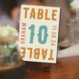 Retro Vet Helder Typografie Tafel Nummerkaarten Kaart