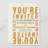 Retro Vet Heldere Foto en QR-code Bruiloft Kaart (Voorkant)